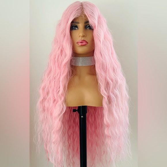 Long Pink Premium Fiber Lace Front Wig for Fashion/Cosplay/Gaming & More! 🌸 - Picture 9 of 9